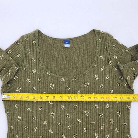 Old Navy Fitted Elbow Sleeve Rib Knit T-Shirt Tee Womens Size 2X Boho Goblincore - Picture 6 of 8